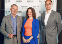 Foto: V.l.n.r.: Peter Weinelt (Wiener Stadtwerke), Christiane Brunner (CEOs FOR FUTURE) und Berthold Kren (Holcim Central Europe) © CEOs FOR FUTURE/LIEB.ICH Productions