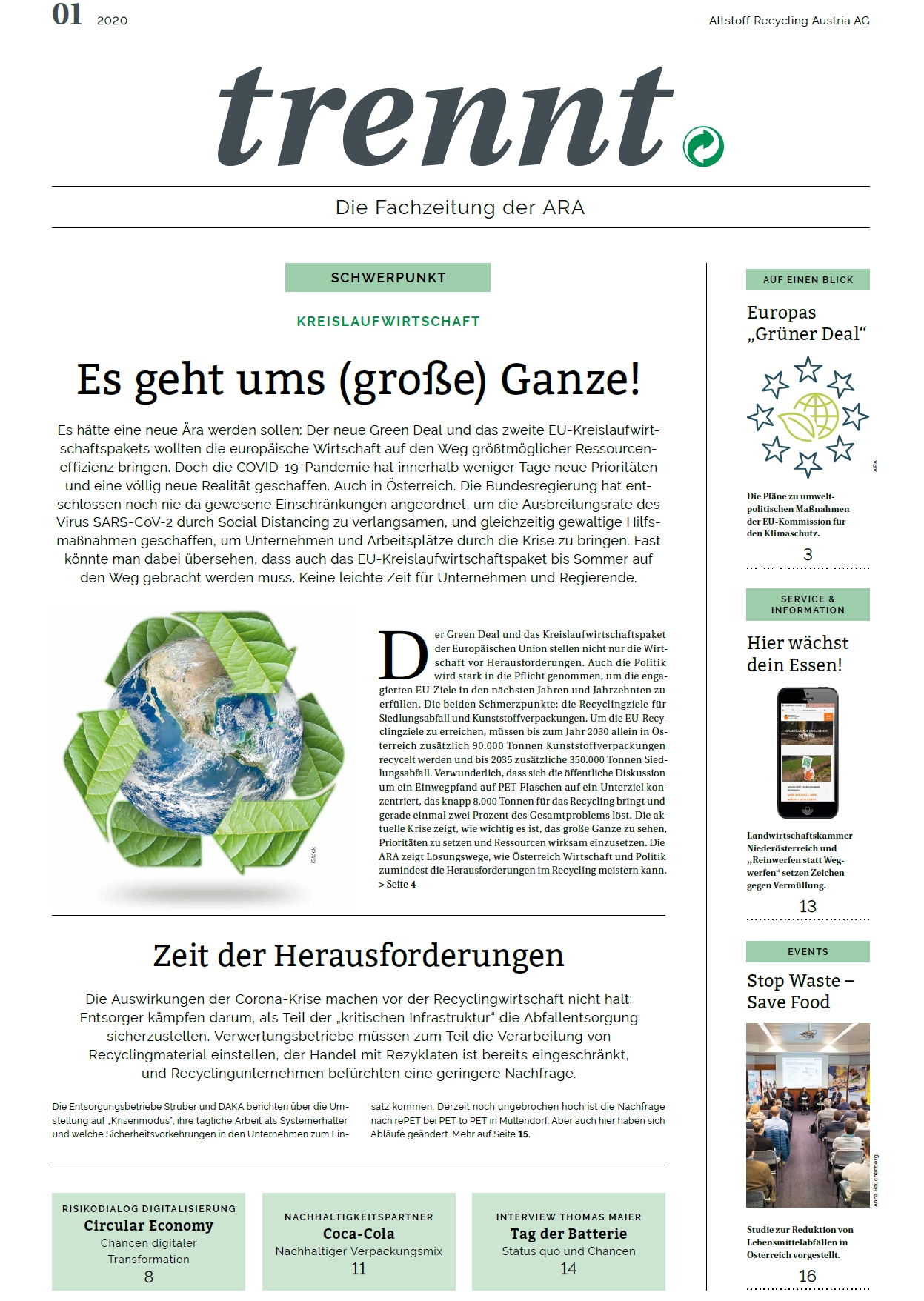Cover: trennt, Fachzeitung der ARA